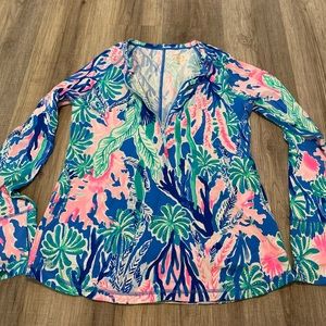 Lilly Pulitzer rash guard half zip in dri-fit material!